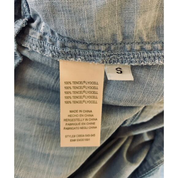 Cloth & Stone Anthropologie Women's S Small Blue Chambray Tencel Shorts Romper - Picture 11 of 12